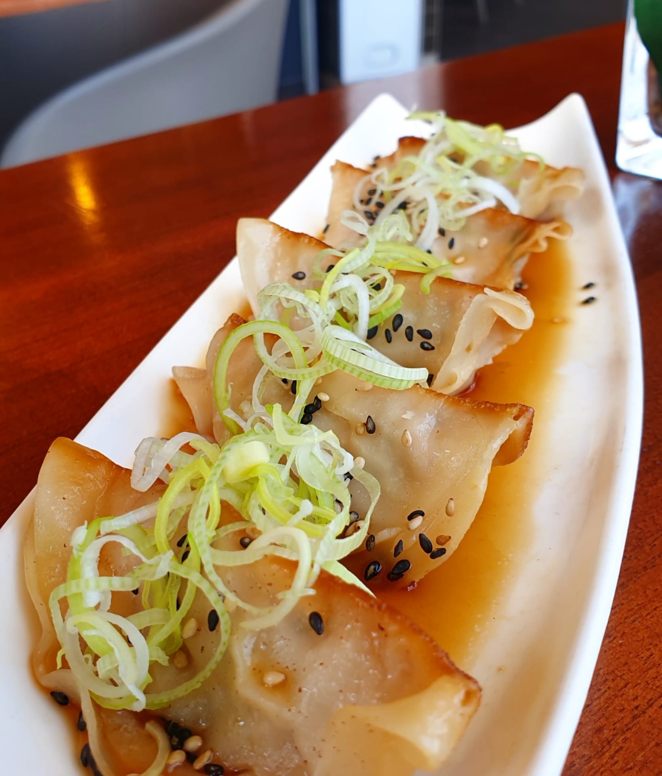 Guiozas frango e legumes